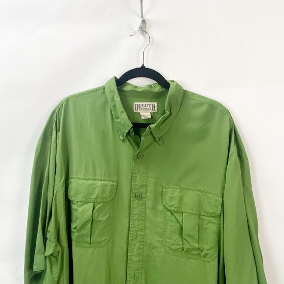 Duluth Trading Co 2XLT Men Green Half Sleeve Chest Pocket Button-Down Work Shirt - Picture 2 of 7
